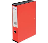 indigo® Premium Storage Box File Organiser 24.5 x 7.5 x 37 cm - Foolscap - 75 mm - for Home, School and Ofiice (Red, Pack of 3)
