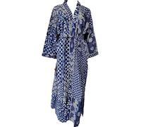 Indigo Print Cotton Beach Kimono - Handmade Cover Up Robe for Women - Long Lightweight Dressing Gown for Bridal, Bridesmaid, Vintage, Boho With Dragon Design