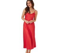 Indigo Sky Samsara Long Satin Chemise Nightdress, Lipstick Red, 20-22