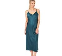 Indigo Sky Samsara Long Satin Chemise Nightdress, Peacock Blue, 12-14