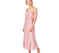 Indigo Sky Samsara Long Satin Chemise Nightdress, Pink Glow, 20-22