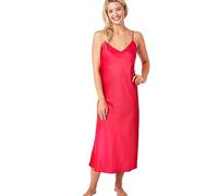 Indigo Sky Samsara Long Satin Chemise Nightdress, Red, 16-18