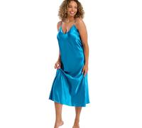 Indigo Sky Samsara Long Satin Chemise Nightdress, Rich Teal, 20-22