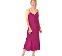 Indigo Sky Samsara Long Satin Chemise Nightdress, Rosy Red, 24-26