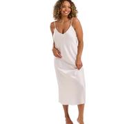 Indigo Sky Samsara Long Satin Chemise Nightdress, Soft Cream, 12-14