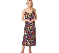 Indigo Sky Samsara Long Satin Chemise Nightdress, Yellow Floral, 16-18