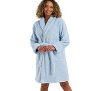 Indigo Sky Tanya Cosy Fleece Shawl Collar Robe - Warm Winter Loungewear, Blue, 8-10