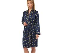 Indigo Sky Tilda Contrast Piping Print Satin Robe, Navy Tiger, 10-12