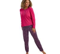 Indigo Sky Women’s Jodie Soft Jersey Loungewear Pyjama Set - Comfy Knitted Top With Button Neckline & Cosy Full Length Pants, Fun Prints Ideal For Gifting, Cerise, 8-10