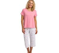 Indigo Sky Women’s Shelby Jersey Cropped Pyjama Set, Pink, 8-10