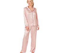 Indigo Sky Womens Astara Full Length Jacquard Pyjama With Contrast Piping, Champagne Pink Jacquard, 14-16