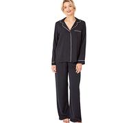 Indigo Sky Womens Astara Full Length Satin Pyjama With Contrast Piping, Deep Indigo, 18-20