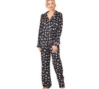 Indigo Sky Womens Astara Full Length Satin Pyjama With Contrast Piping, Dragonfly Print, 10-12