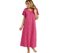 Indigo Sky Womens Birdie Long Plus Size Soft Jersey Nightdress With Buttons - Extra Coverage & Comfy Loungewear Nightie For Her, Animal Pink, 16-18