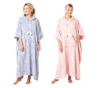 Indigo Sky Womens Elle Soft Fleece Hooded Poncho Cosy Oversized Lounge Hoodie Robe, Pink, One Size