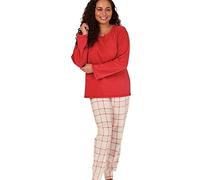 Indigo Sky Women's Gemma Cosy Fleece Cuffed Pyjama, Red Check, 10-12