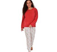 Indigo Sky Women's Gemma Cosy Fleece Cuffed Pyjama, Red Splat Spot, 10-12