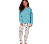 Indigo Sky Women's Gemma Cosy Fleece Cuffed Pyjama, Turq Splat Spot, 10-12