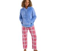 Indigo Sky Womens Lizzie Cosy Fleece Top Pyjama Set - Soft Loungewear with Printed Brushed Cotton Pants & Fleece Long-Sleeve Top, Blue, 8-10