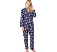 Indigo Sky Women's Luella 100% Brushed Cotton Wincyette Pyjama, Navy Blue Snowflake, 20-22