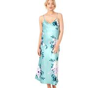 Indigo Sky Women's Samsara Long Satin Chemise Nightdress, Floral Bloom, 12-14