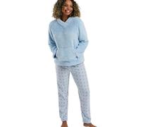 Indigo Sky Womens Sasha Cosy Fleece Pyjama Set -Thick & Plush Long Sleeve Top with Printed Soft & Light Fleece Jogger Pants - Warm Winter Loungewear, Blue, 20-22