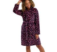 Indigo Sky Women's Tanya Leopard Print Plush Fleece Robe - Soft Dressing Gown With Belt & Pockets, Cosy Loungewear Bathrobe Ideal For Gifting, Navy, 8-10