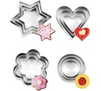 Indigo Soul 12 Pcs Cookie Cutters Baking Biscuit Pastry Cutter Stainless Steel Cutters for Kitchen Donut Mould Fondant Birthday Christmas Valentines Day Cookie Cutters