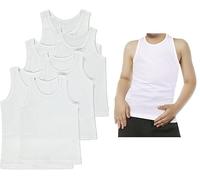 Indigo Soul Kids Boys Vest 100% Soft Cotton Touch White Sleeveless School Uniform Underwear (as8, Age, 3_Years, 5_Years, Regular, 1)