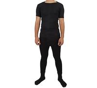 Indigo Soul Kids Thermal Underwear Long Johns Set Boys Short Sleeve T-Shirt Top & Bottom, Black, 8-9 Years