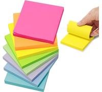 Indigo Soul Neon Sticky Notes 3x3 inch, 100 Sheets/Pad - 6 Brilliant Assorted Colors, Super Sticky Self-Adhesive Post Notes for Office, School & Home, 76mm x 76mm Square (Pack of 1)