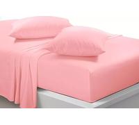 Indigo Soul Soft Brushed Flat Sheet Bed Sheets Poly Cotton Non Iron Breathable Hypoallergenic Top Sheet & Pillowcase (Pink, King)