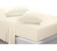 Indigo Soul Soft Brushed Flat Sheet Bed Sheets Poly Cotton Non Iron Breathable Hypoallergenic Top Sheet & Pillowcase (Cream, Pillowcase)