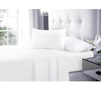 Indigo Soul Soft Brushed Flat Sheet Bed Sheets Poly Cotton Non Iron Breathable Hypoallergenic Top Sheet & Pillowcase (White, Super King)
