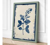 Indigo Study Botanical Canvas Wall Art Print 30x20 Inch (76 x 51 cm)