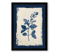 Indigo Study Botanical Framed Wall Art Print A3 (42×29.7cm) Black, Wall Decor for Living Room, Bedroom, Office & Home, Ready to Hang, Art Gift