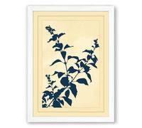 Indigo Study Botanical Framed Wall Art Print A3 (42×29.7cm) White, Wall Decor for Living Room, Bedroom, Office & Home, Ready to Hang, Art Gift