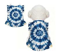 Indigo Tie Dye M Pet Apparel for Small Dogs-Cute Summer Outfit for Puppy, Soft Breathable Pet Clothes for Cat