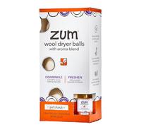 Indigo Wild, Zum Clean, 3 Wool Dryer Balls with 1 Small Aroma Blend, Patchouli, 4 Pieces