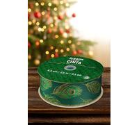 Indigo® Wired Edge Ribbon - Green Peacock Feather Design, 63 mm x 45.7 m Roll | Luxury Gift Wrapping, Bows, Crafts & Party Decorations