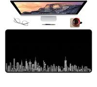 IndigoCase Large Mouse Pad, 31.5" x 15.7" New York Cityscape Mousepad, Black Mouse Pad, Hand Drawing Gaming Mouse Pad with Non-Slip Rubber Base, Stitched Edge, Easy Gliding, FCMSP-80403-NYC