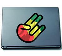 INDIGOS The Shocker Hand Decal Sticker Laptop Sticker Laptop Skin 210x144 mm black Outline with Flag Ethiopia - Äthiopien