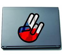 INDIGOS The Shocker Hand Decal Sticker Laptop Sticker Laptop Skin 210x144 mm black Outline with Flag Czech Republic - Czech Republic