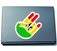 INDIGOS The Shocker Hand Decal Sticker Laptop Sticker Laptop Skin 297x205 mm black Outline with Flag Ghana Ghana