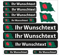 INDIGOS UG® - 13 Flag Stickers - Country Bangladesh - Flag Flying - Stickers with Name and Desired Text - Individually Personalised - Bicycle - Car - Motorcycle