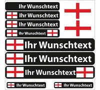 INDIGOS UG® - 13 Flag Stickers - Country England - Smooth Flag - Stickers with Name and Desired Text - Individually Personalised - Bicycle - Car - Motorcycle