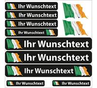 INDIGOS UG® - 13 Flag Stickers - Country of Ireland - Flag Flying - Stickers with Name and Desired Text - Individually Personalised - Bicycle - Car - Motorcycle