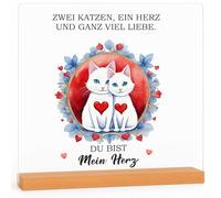 INDIGOS UG - 3D LED Lamp Cats D2 - I Love You Gifts for Women and Men - for Him and Her on Wedding Day, Valentine's Day, Anniversary - 15 x 15 cm Lamp Warm White