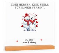 INDIGOS UG - 3D LED lamp polar bear D2 - I love you gifts for women and men - for him and her on wedding day, Valentine's Day, anniversary - 15 x 15 cm lamp warm white