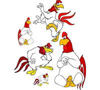 INDIGOS UG A4 Sheet Wall Sticker/Sticker - Various Funny Stickers for Kids on A4 Sheet Funny Animated Chicken